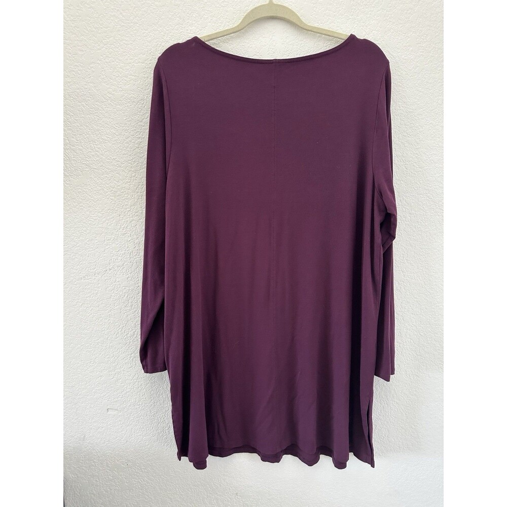 Eileen Fisher Purple Viscose Tunic 2X Minimalist Lagenlook Long Sleeve Stretch - Picture 5 of 7